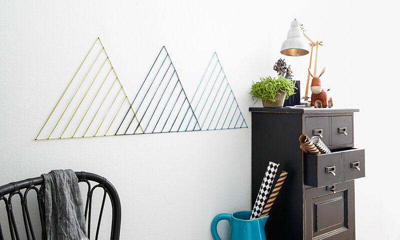 Wand Bild Wolle Dreiecke